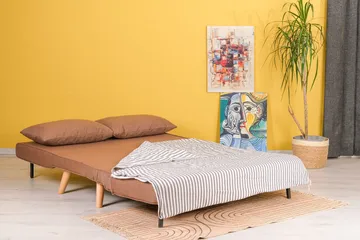 Daigo 2-sits Fällbar Framåtbäddad Bäddsoffa 120x180 cm i Tyg - Brun - Möbler - Soffa - Bäddsoffa