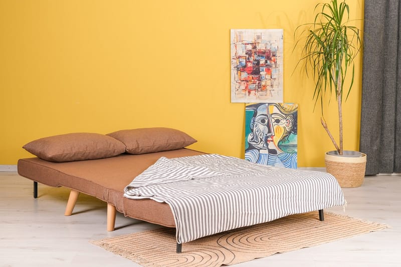 Daigo 2-sits Fällbar Framåtbäddad Bäddsoffa 120x180 cm i Tyg - Brun - Möbler - Soffa - Bäddsoffa