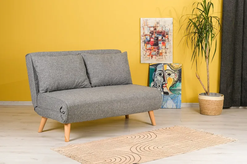 Daigo 2-sits Framåtbäddad Fällbar Bäddsoffa 120x180 cm i Tyg - Grå - Möbler - Soffa - Bäddsoffa