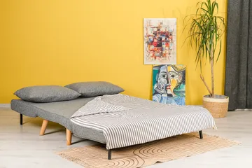 Daigo 2-sits Framåtbäddad Fällbar Bäddsoffa 120x180 cm i Tyg - Grå - Möbler - Soffa - Bäddsoffa