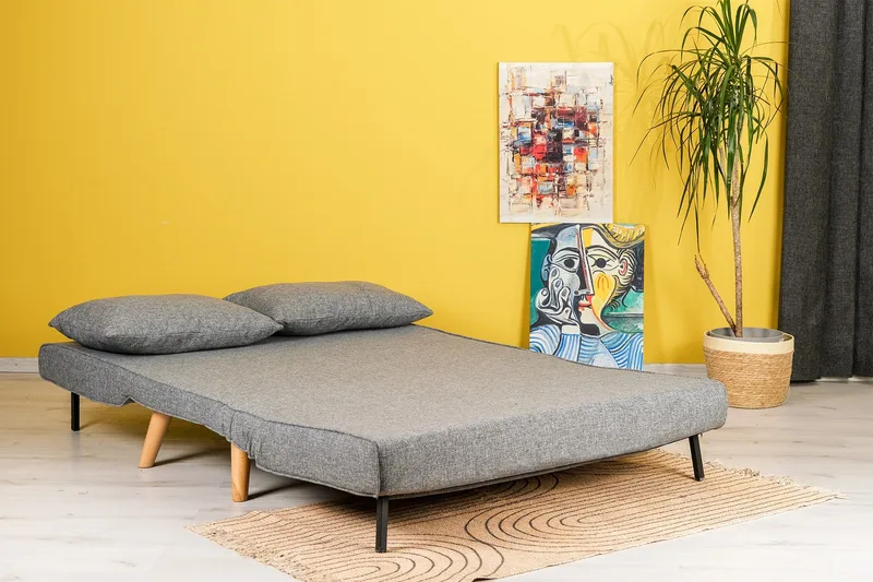 Daigo 2-sits Framåtbäddad Fällbar Bäddsoffa 120x180 cm i Tyg - Grå - Möbler - Soffa - Bäddsoffa