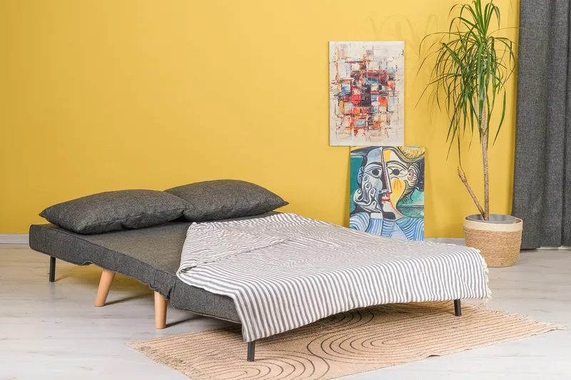 Daigo Liten 2-sits Framåtbäddad Fällbar Bäddsoffa 120x180 cm i Tyg - Grå - Möbler - Soffa - Bäddsoffa