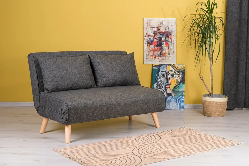 Daigo Liten 2-sits Framåtbäddad Fällbar Bäddsoffa 120x180 cm i Tyg - Grå - Möbler - Soffa - Bäddsoffa