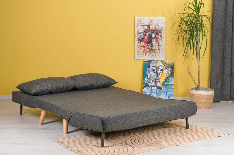 Daigo Liten 2-sits Framåtbäddad Fällbar Bäddsoffa 120x180 cm i Tyg - Grå - Möbler - Soffa - Bäddsoffa