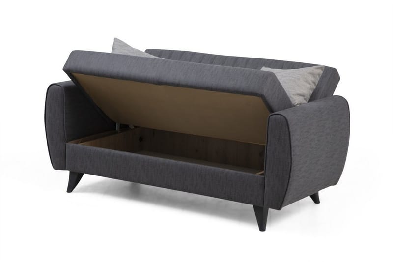 Dalima 2-sits Längsbäddad Bäddsoffa 55x125 cm med Förvaring i Linne - Antracit - Möbler - Soffa - Bäddsoffa