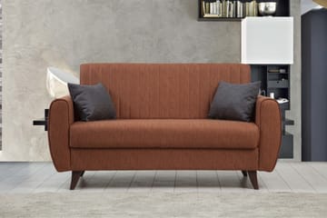Dalima 2-sits Längsbäddad Bäddsoffa 55x125 cm med Förvaring i Tyg - Terrakotta - Möbler - Soffa - Bäddsoffa