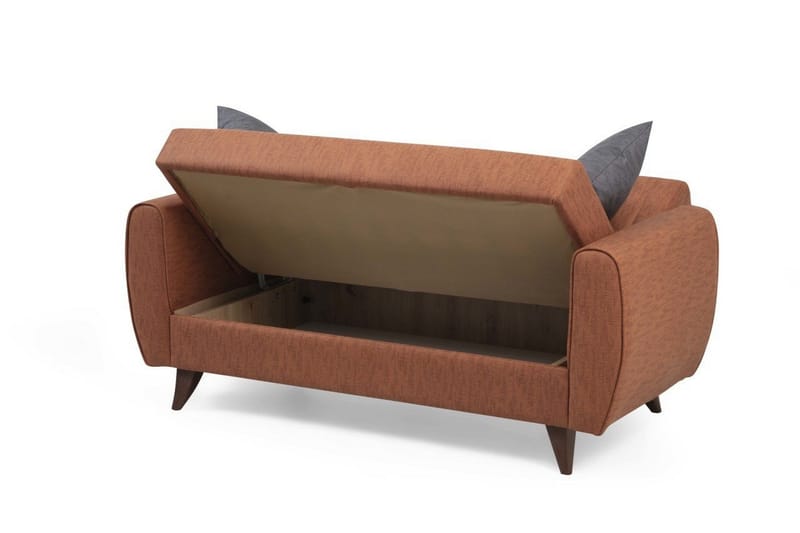 Dalima 2-sits Längsbäddad Bäddsoffa 55x125 cm med Förvaring i Tyg - Terrakotta - Möbler - Soffa - Bäddsoffa