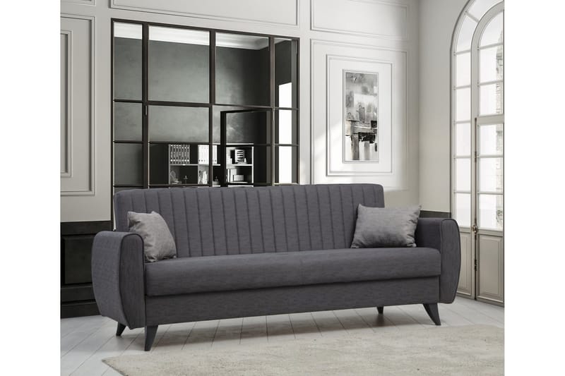Dalima 3-sits Längsbäddad Bäddsoffa 55x183 cm med Förvaring i Tyg - Antracit - Möbler - Soffa - Bäddsoffa