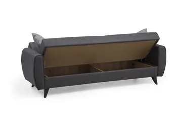Dalima 3-sits Längsbäddad Bäddsoffa 55x183 cm med Förvaring i Tyg - Antracit - Möbler - Soffa - Bäddsoffa