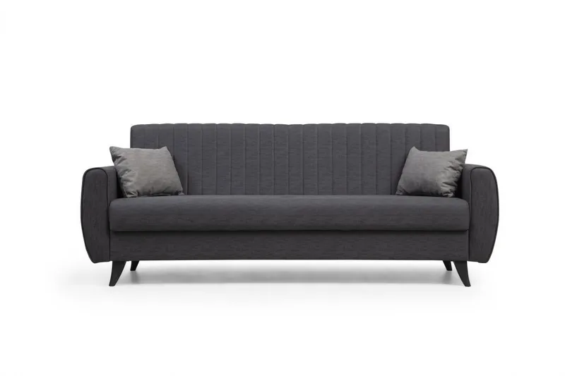 Dalima 3-sits Längsbäddad Bäddsoffa 55x183 cm med Förvaring i Tyg, Antracit