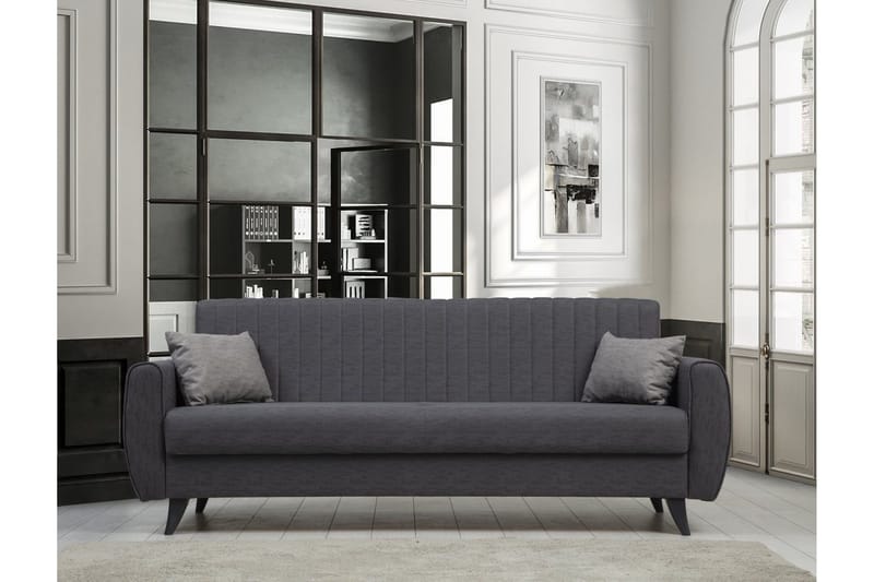 Dalima 3-sits Längsbäddad Bäddsoffa 55x183 cm med Förvaring i Tyg - Antracit - Möbler - Soffa - Bäddsoffa