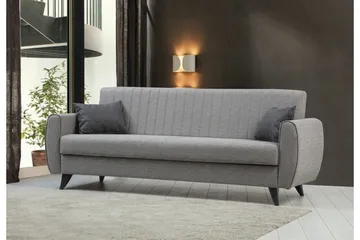 Dalima 3-sits Längsbäddad Bäddsoffa 55x183 cm med Förvaring i Tyg - Grå - Möbler - Soffa - Bäddsoffa