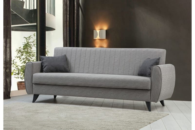 Dalima 3-sits Längsbäddad Bäddsoffa 55x183 cm med Förvaring i Tyg - Grå - Möbler - Soffa - Bäddsoffa