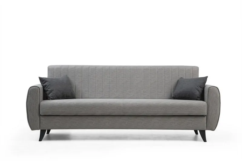 Dalima 3-sits Längsbäddad Bäddsoffa 55x183 cm med Förvaring i Tyg, Grå