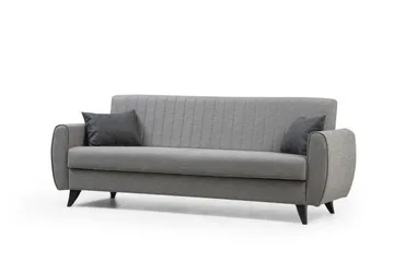 Dalima 3-sits Längsbäddad Bäddsoffa 55x183 cm med Förvaring i Tyg - Grå - Möbler - Soffa - Bäddsoffa