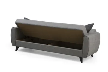 Dalima 3-sits Längsbäddad Bäddsoffa 55x183 cm med Förvaring i Tyg - Grå - Möbler - Soffa - Bäddsoffa