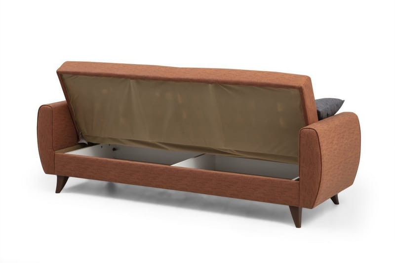 Dalima 3-sits Längsbäddad Bäddsoffa 55x183 cm med Förvaring i Tyg - Terrakotta - Möbler - Soffa - Bäddsoffa