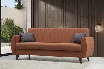 Dalima 3-sits Längsbäddad Bäddsoffa 55x183 cm med Förvaring i Tyg - Terrakotta - Möbler - Soffa - Bäddsoffa