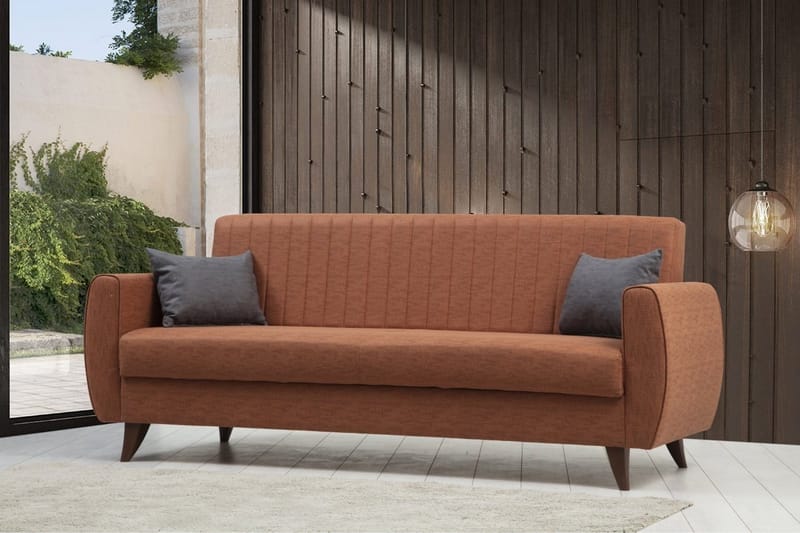 Dalima 3-sits Längsbäddad Bäddsoffa 55x183 cm med Förvaring i Tyg - Terrakotta - Möbler - Soffa - Bäddsoffa