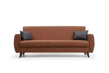 Dalima 3-sits Längsbäddad Bäddsoffa 55x183 cm med Förvaring i Tyg - Terrakotta - Möbler - Soffa - Bäddsoffa