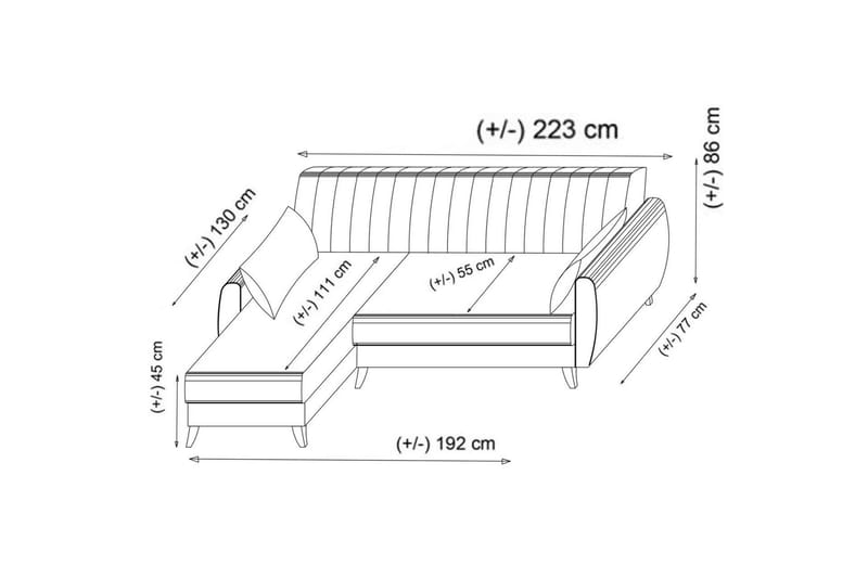 Dalima Bäddsoffa m. Divan 3-sits - Ljusgrå - Möbler - Soffa - Bäddsoffa