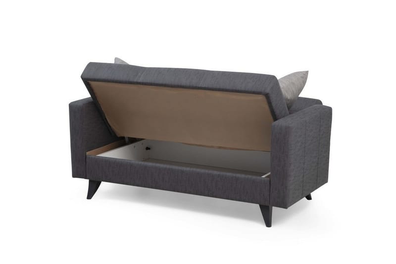 Darcia 2-sits Längsbäddad Bäddsoffa 55x125 cm med Förvaring i Tyg - Antracit - Möbler - Soffa - Bäddsoffa