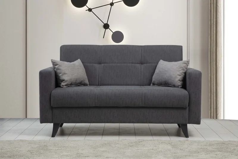Darcia 2-sits Längsbäddad Bäddsoffa 55x125 cm med Förvaring i Tyg - Antracit - Möbler - Soffa - Bäddsoffa