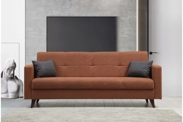 Darcia 3-sits Längsbäddad Bäddsoffa 55x183 cm med Förvaring i Linne - Terrakotta - Möbler - Soffa - Bäddsoffa