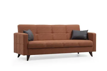Darcia 3-sits Längsbäddad Bäddsoffa 55x183 cm med Förvaring i Linne - Terrakotta - Möbler - Soffa - Bäddsoffa