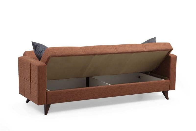 Darcia 3-sits Längsbäddad Bäddsoffa 55x183 cm med Förvaring i Linne - Terrakotta - Möbler - Soffa - Bäddsoffa