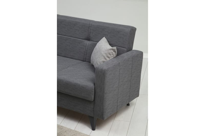 Darcia 3-sits Längsbäddad Bäddsoffa 55x183 cm med Förvaring i Tyg - Grå - Möbler - Soffa - Bäddsoffa