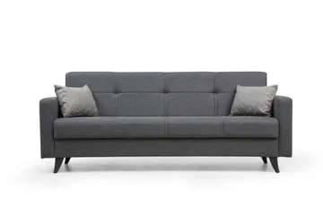 Darcia 3-sits Längsbäddad Bäddsoffa 55x183 cm med Förvaring i Tyg - Grå - Möbler - Soffa - Bäddsoffa