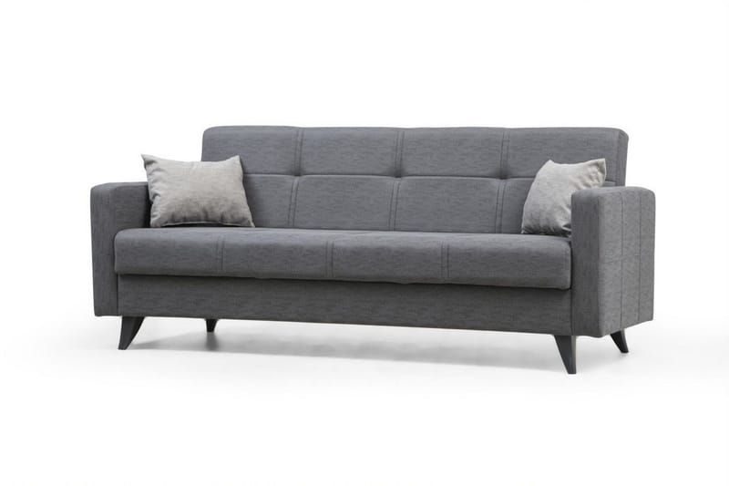 Darcia 3-sits Längsbäddad Bäddsoffa 55x183 cm med Förvaring i Tyg - Grå - Möbler - Soffa - Bäddsoffa
