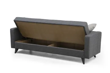 Darcia 3-sits Längsbäddad Bäddsoffa 55x183 cm med Förvaring i Tyg - Grå - Möbler - Soffa - Bäddsoffa
