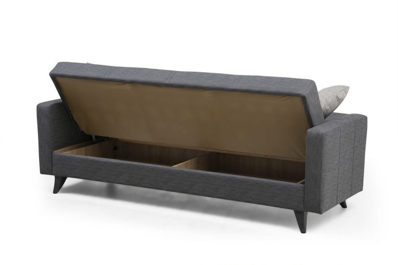 Darcia 3-sits Längsbäddad Bäddsoffa 55x183 cm med Förvaring i Tyg - Grå - Möbler - Soffa - Bäddsoffa