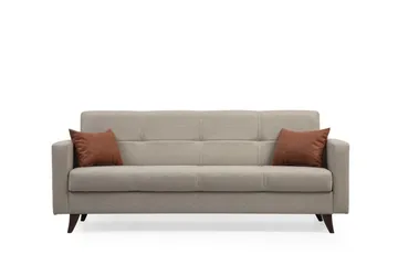 Darcia 3-sits Längsbäddad Bäddsoffa 75x183 cm med Förvaring i Tyg - Beige - Möbler - Soffa - Bäddsoffa
