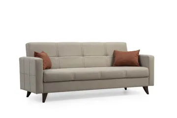 Darcia 3-sits Längsbäddad Bäddsoffa 75x183 cm med Förvaring i Tyg - Beige - Möbler - Soffa - Bäddsoffa