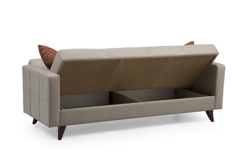 Darcia 3-sits Längsbäddad Bäddsoffa 75x183 cm med Förvaring i Tyg - Beige - Möbler - Soffa - Bäddsoffa
