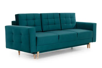 Deadra 3-sits Längsbäddad Bäddsoffa 133x196 cm i Tyg - Petrol - Möbler - Soffa - Bäddsoffa