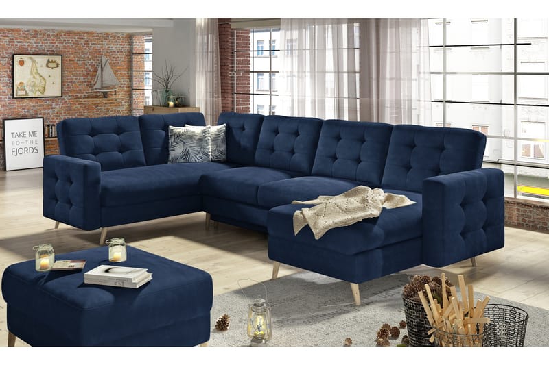 Deadra Bäddsoffa med Dubbeldivan, Blå