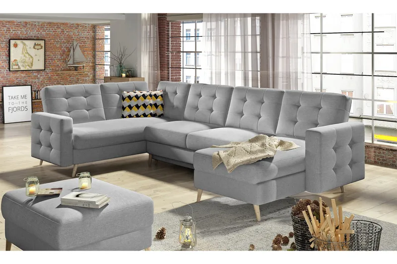 Deadra Bäddsoffa med Dubbeldivan, Grå