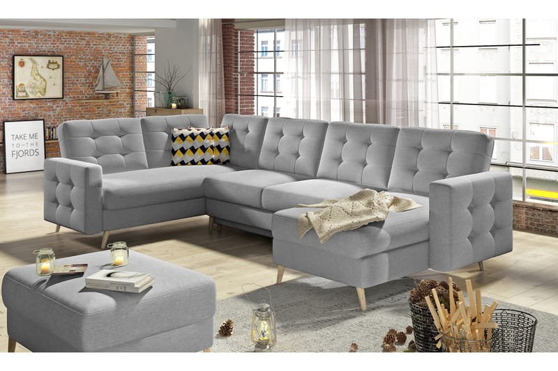 Deadra Bäddsoffa med Dubbeldivan - Grå - Möbler - Soffa - Bäddsoffa