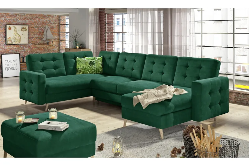 Deadra Bäddsoffa med Dubbeldivan - Grön - Möbler - Soffa - Bäddsoffa