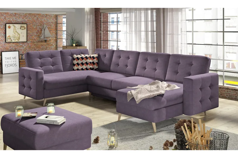 Deadra Bäddsoffa med Dubbeldivan - Lila - Möbler - Soffa - Bäddsoffa