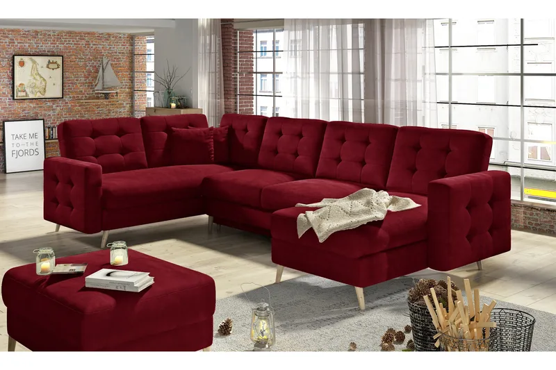 Deadra Bäddsoffa med Dubbeldivan, Röd