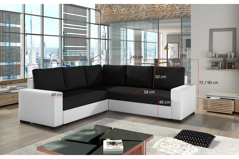 Deltan Hörnbäddsoffa - Grå/Svart - Möbler - Soffa - Bäddsoffa