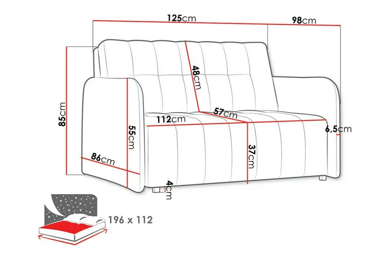 Denegal 2-sits Bäddsoffa Dark grey - Möbler - Soffa - Bäddsoffa
