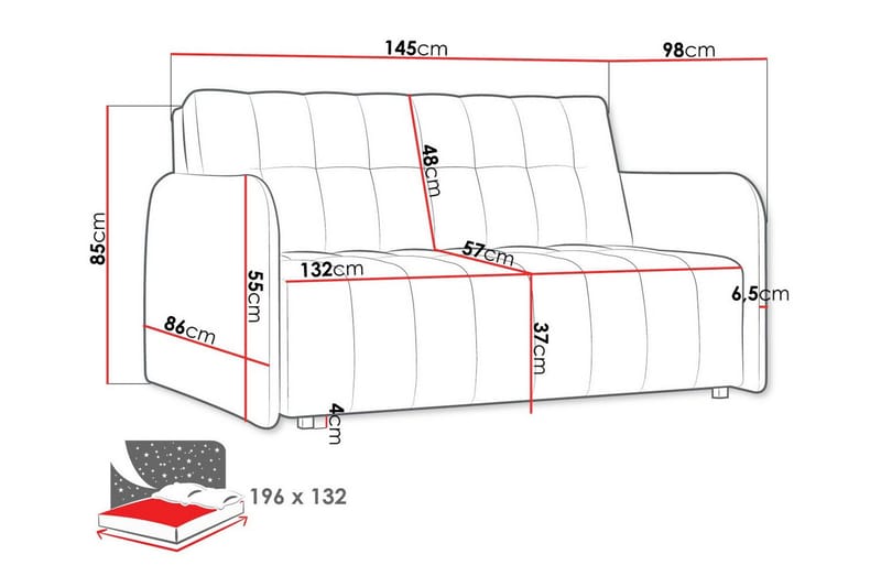 Denegal 2-sits Bäddsoffa NO_BRAND Dark grey - Möbler - Soffa - Bäddsoffa