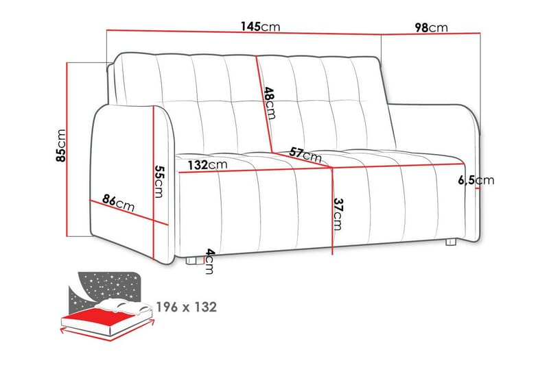 Denegal 2-sits Bäddsoffa NO_BRAND Dark grey - Möbler - Soffa - Bäddsoffa
