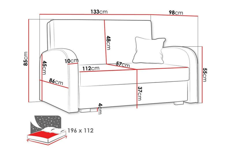 Denegal 2-sits Bäddsoffa NO_BRAND Light grey/Dark grey - Möbler - Soffa - Bäddsoffa